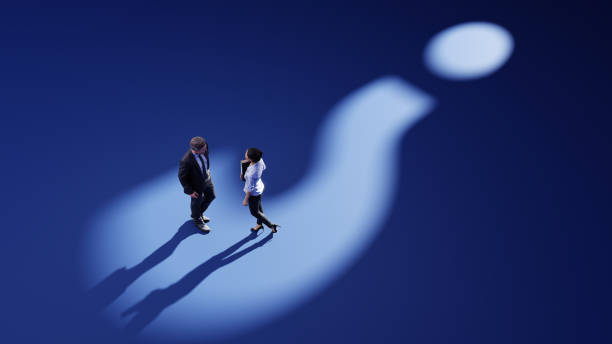 person standing in the light of question mark